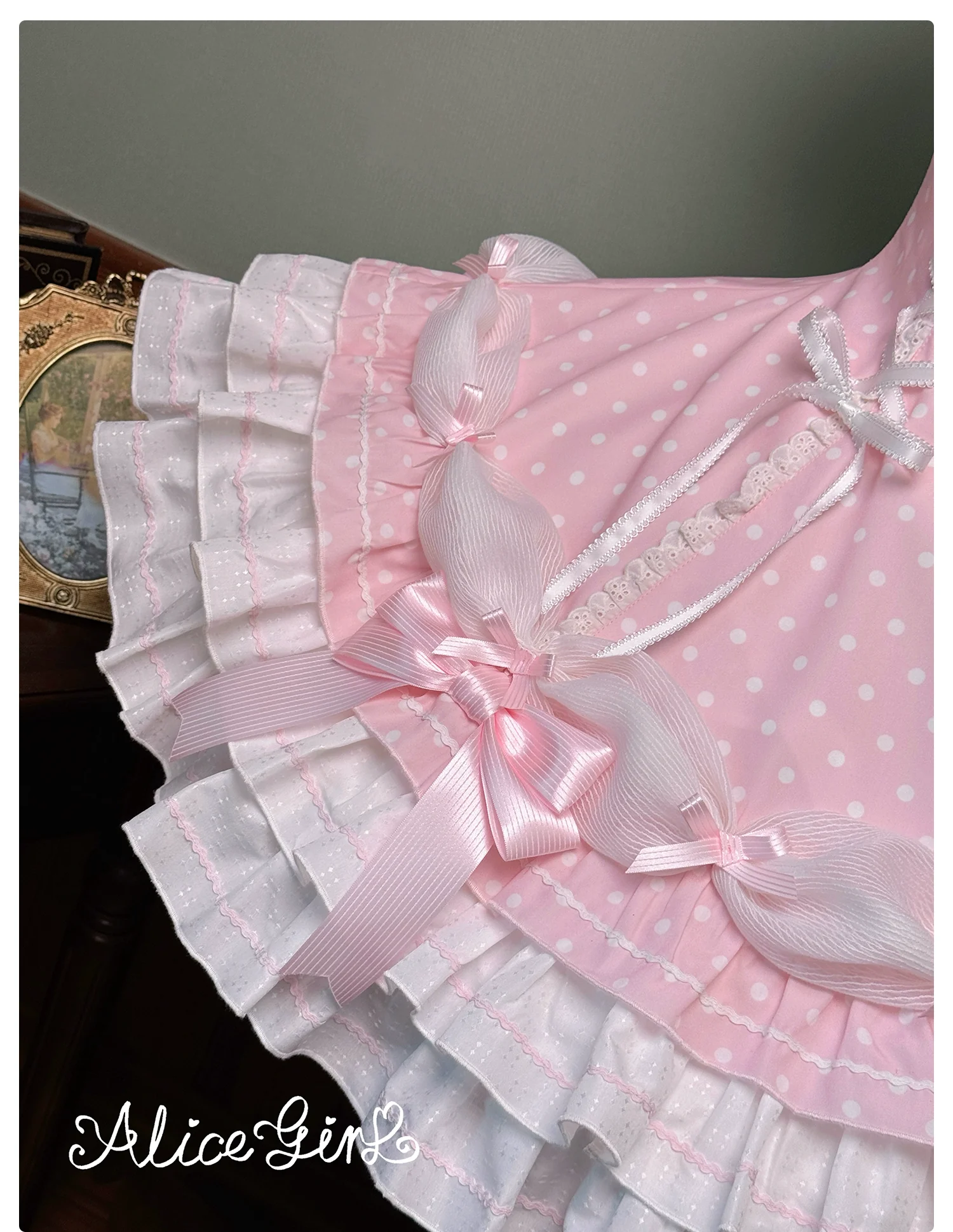 Old School Lolita Halter Neck OP Dress, Polka Dot Accent - Image 47