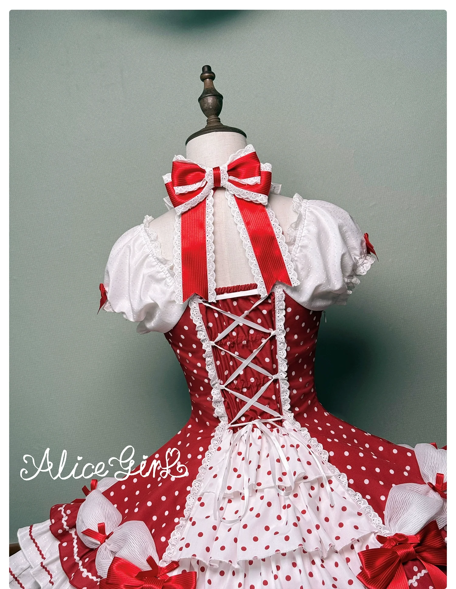 Old School Lolita Halter Neck OP Dress, Polka Dot Accent - Image 55