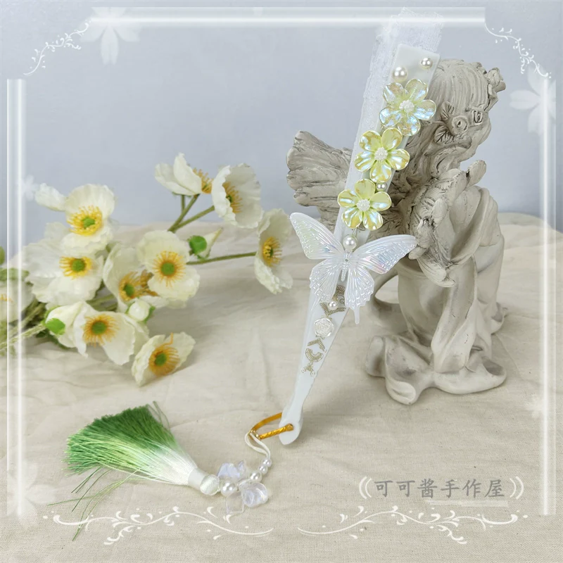 Han Lolita Fan Decorative Folding Fan with Butterfly and Flowers Tassel - Image 9