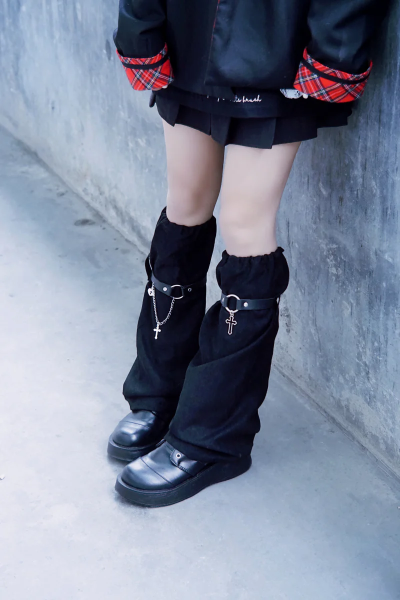 Strange Sugar - Handmade Suede Leather Buckle Gothic Leg Cover - Image 6