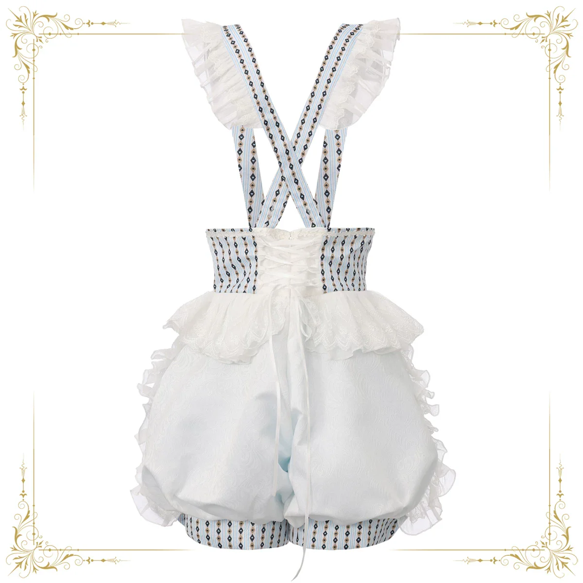 Immortal Bunny's Invitation - High-Waist Ouji Lolita Lantern Shorts, Detachable Straps - Image 6
