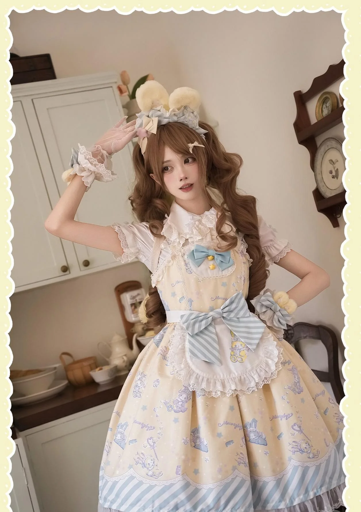 Star Gummies - IP Collaboration Sweet Lolita Dress, Bunny Print & Lace - Image 10
