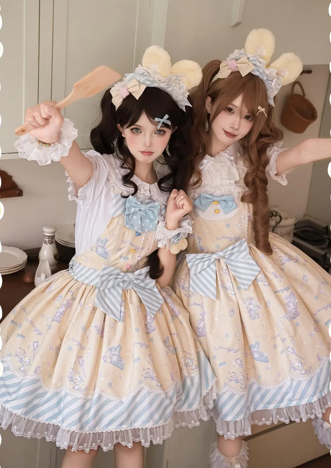 Star Gummies - IP Collaboration Sweet Lolita Dress, Bunny Print & Lace - Image 11