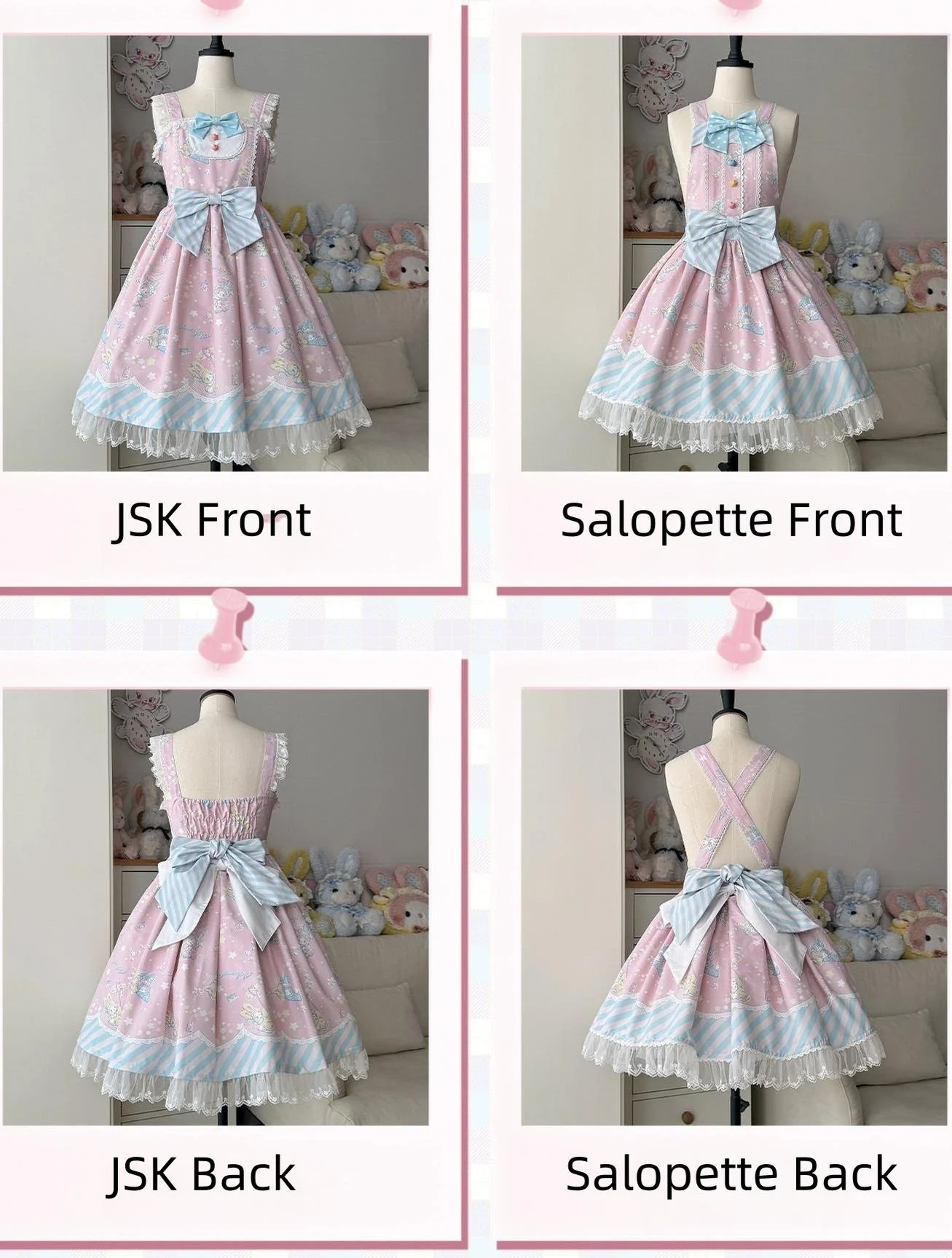 Star Gummies - IP Collaboration Sweet Lolita Dress, Bunny Print & Lace - Image 16