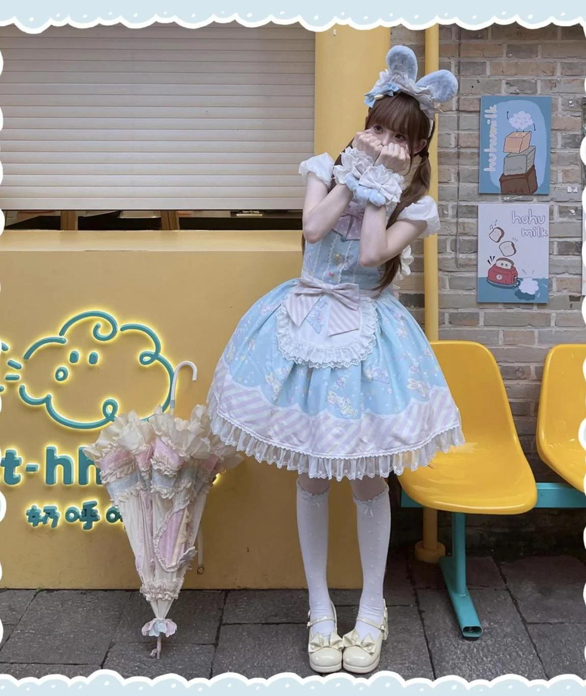 Star Gummies - IP Collaboration Sweet Lolita Dress, Bunny Print & Lace - Image 19