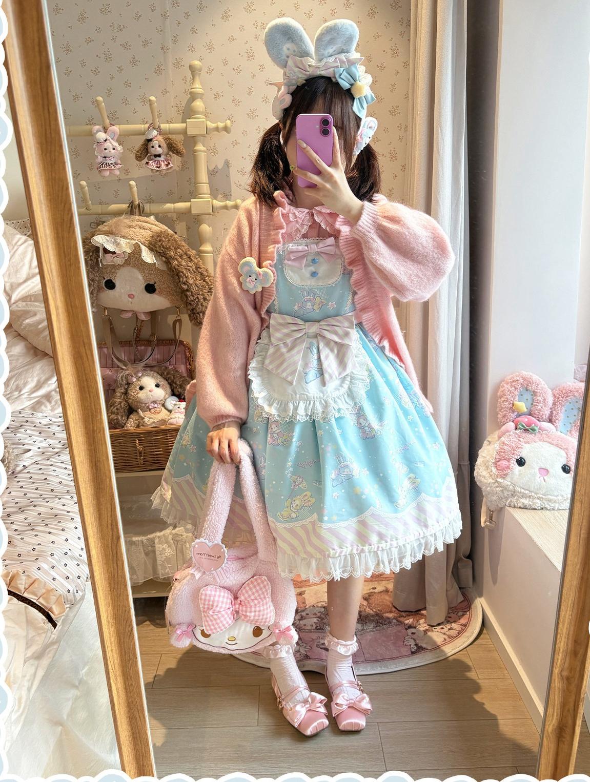 Star Gummies - IP Collaboration Sweet Lolita Dress, Bunny Print & Lace - Image 22