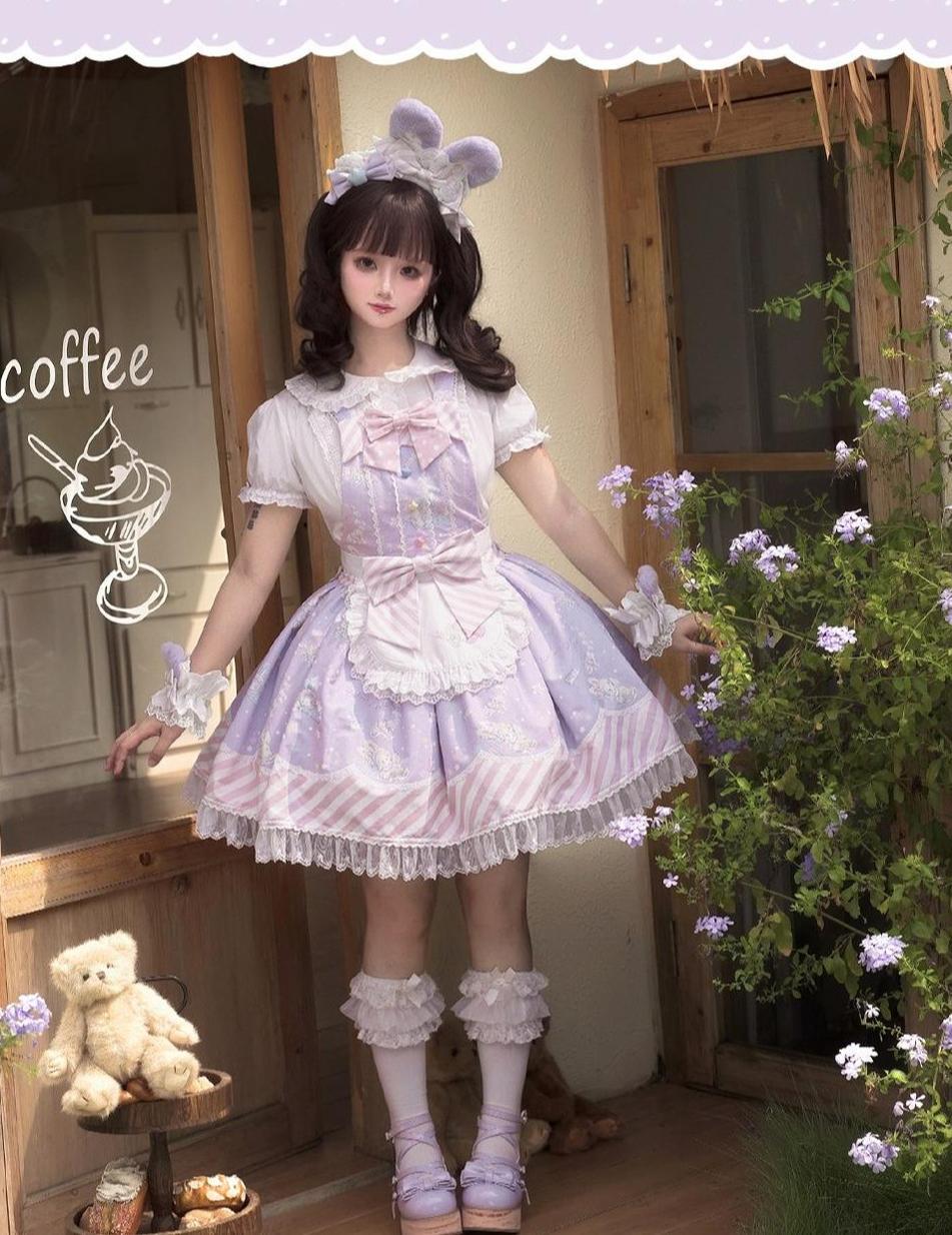 Star Gummies - IP Collaboration Sweet Lolita Dress, Bunny Print & Lace - Image 26