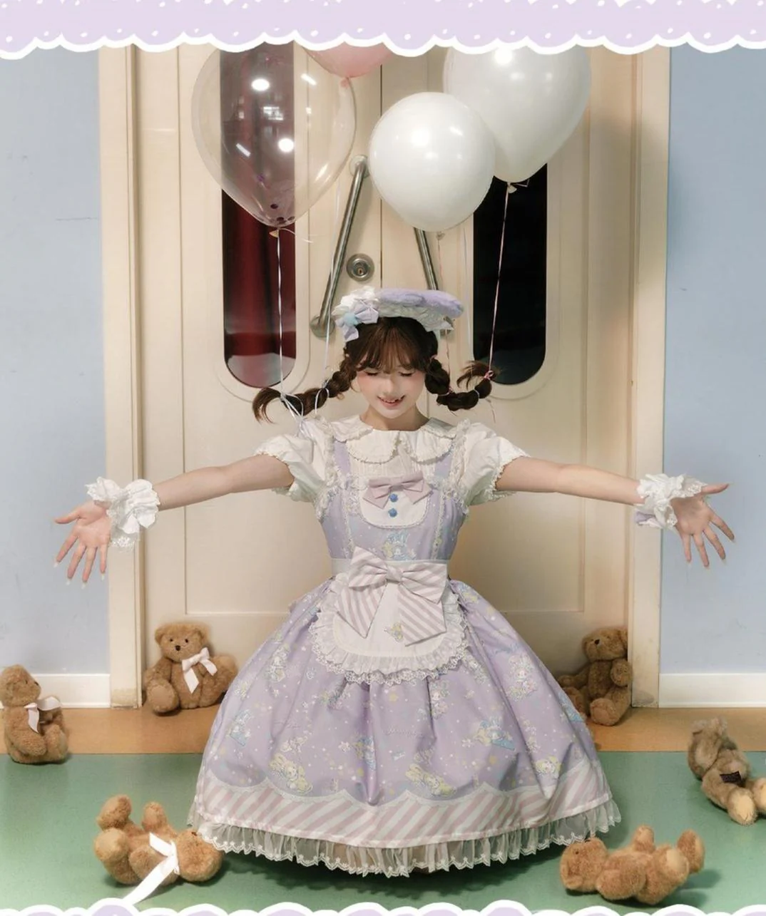 Star Gummies - IP Collaboration Sweet Lolita Dress, Bunny Print & Lace - Image 27