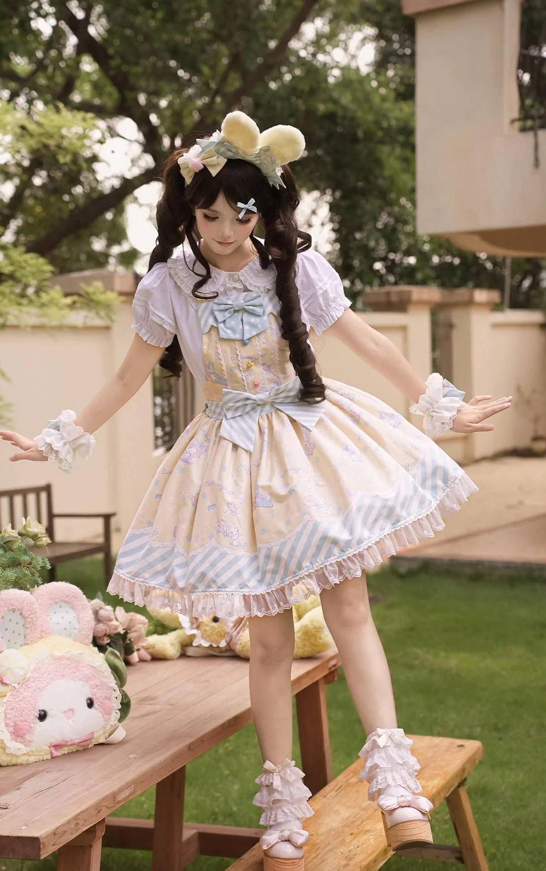 Star Gummies - IP Collaboration Sweet Lolita Dress, Bunny Print & Lace - Image 31