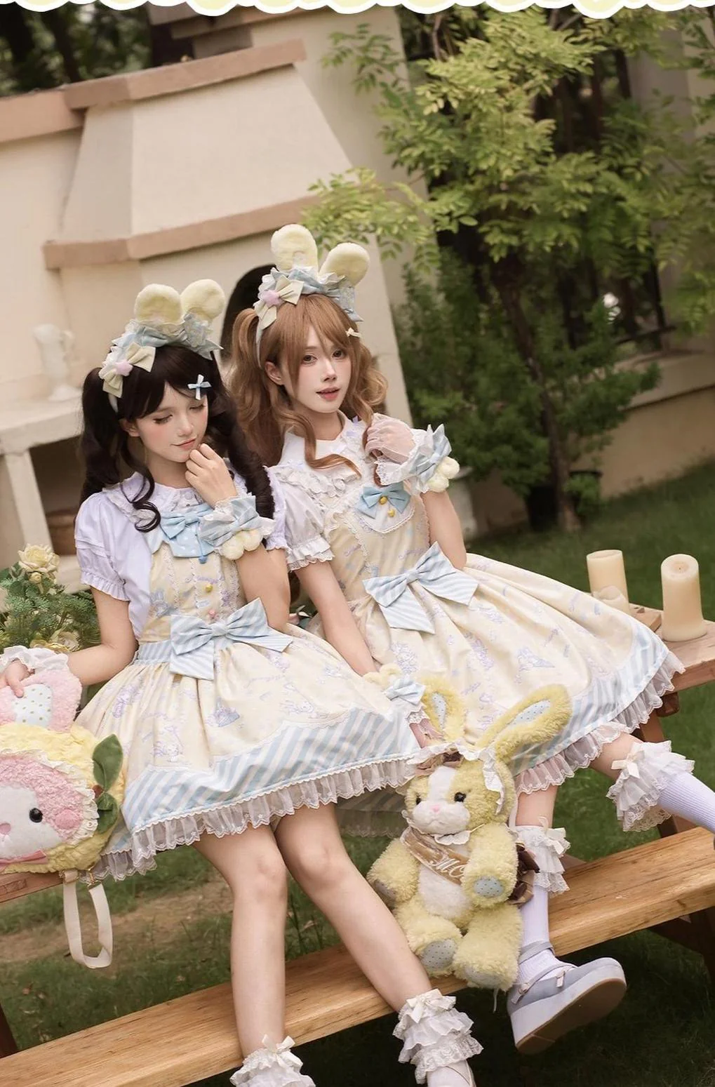 Star Gummies - IP Collaboration Sweet Lolita Dress, Bunny Print & Lace - Image 34