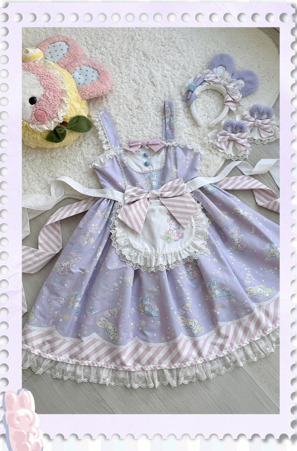Star Gummies - IP Collaboration Sweet Lolita Dress, Bunny Print & Lace - Image 42