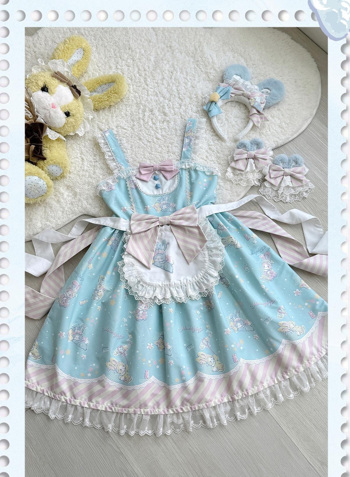 Star Gummies - IP Collaboration Sweet Lolita Dress, Bunny Print & Lace - Image 43