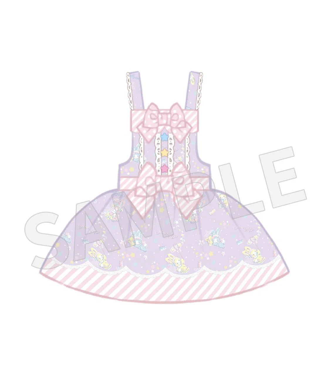 Star Gummies - IP Collaboration Sweet Lolita Dress, Bunny Print & Lace - Image 46