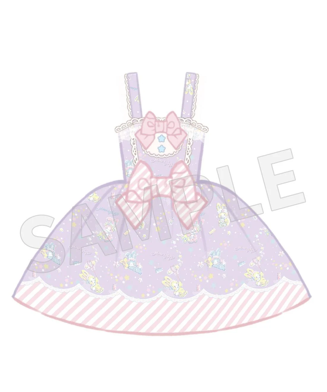 Star Gummies - IP Collaboration Sweet Lolita Dress, Bunny Print & Lace - Image 49
