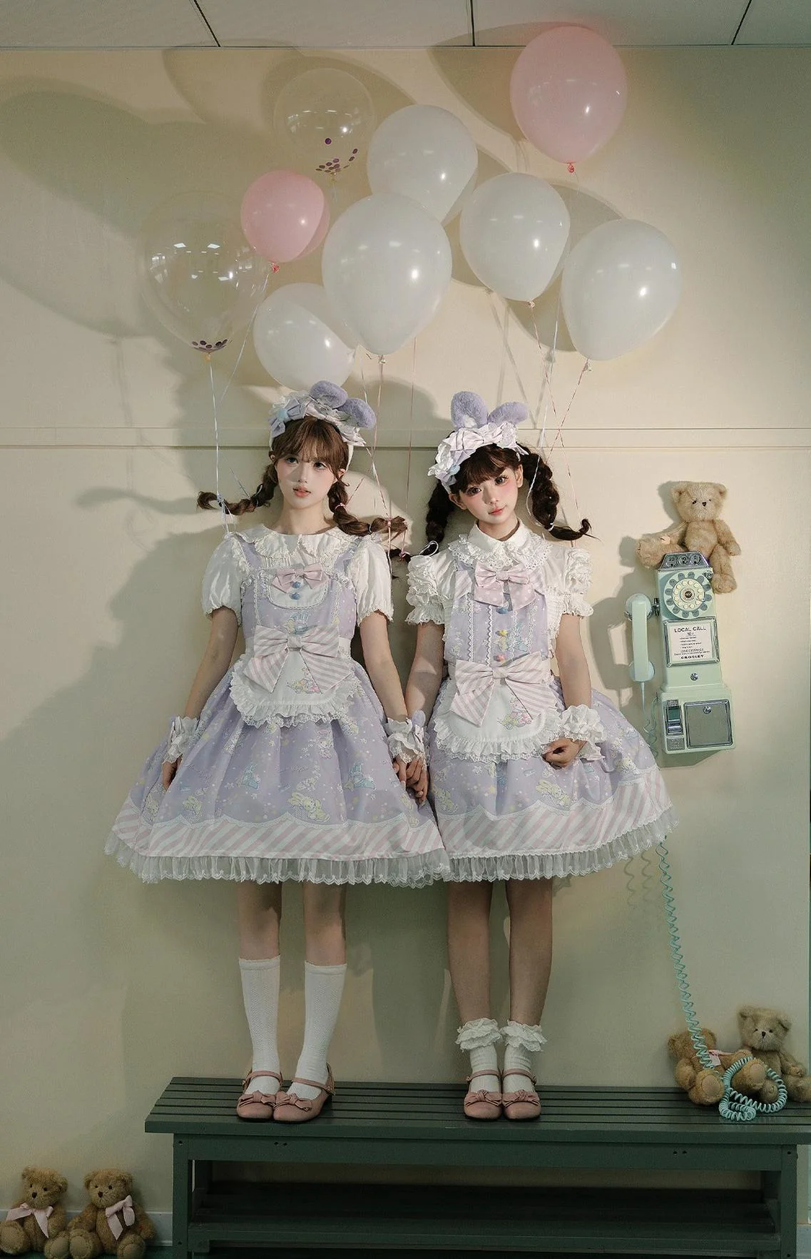 Star Gummies - IP Collaboration Sweet Lolita Dress, Bunny Print & Lace - Image 8