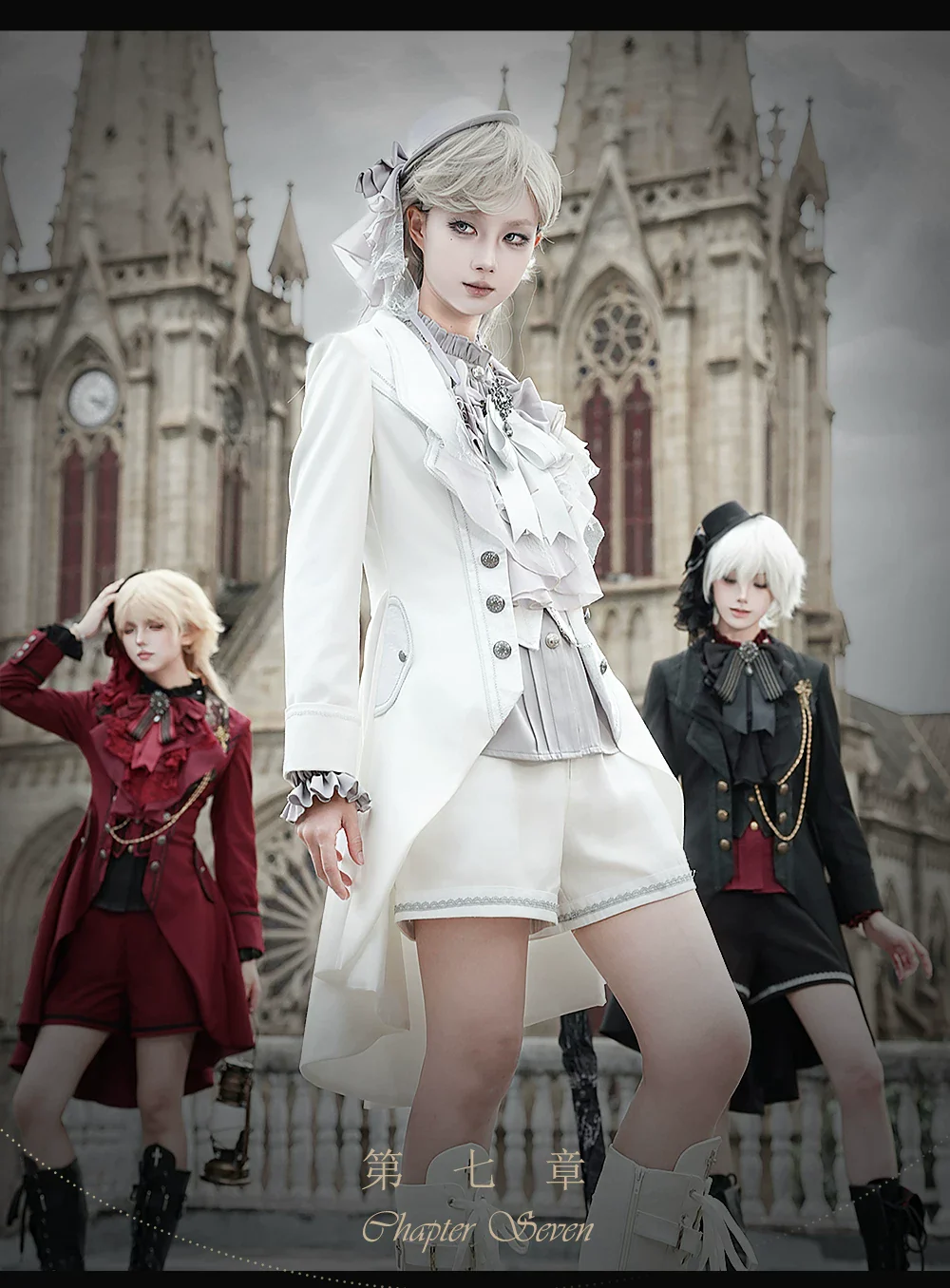 Chapter Seven - Jacquard Faux Two-piece Coat Set, Ruffled Collar Shirt - Image 13