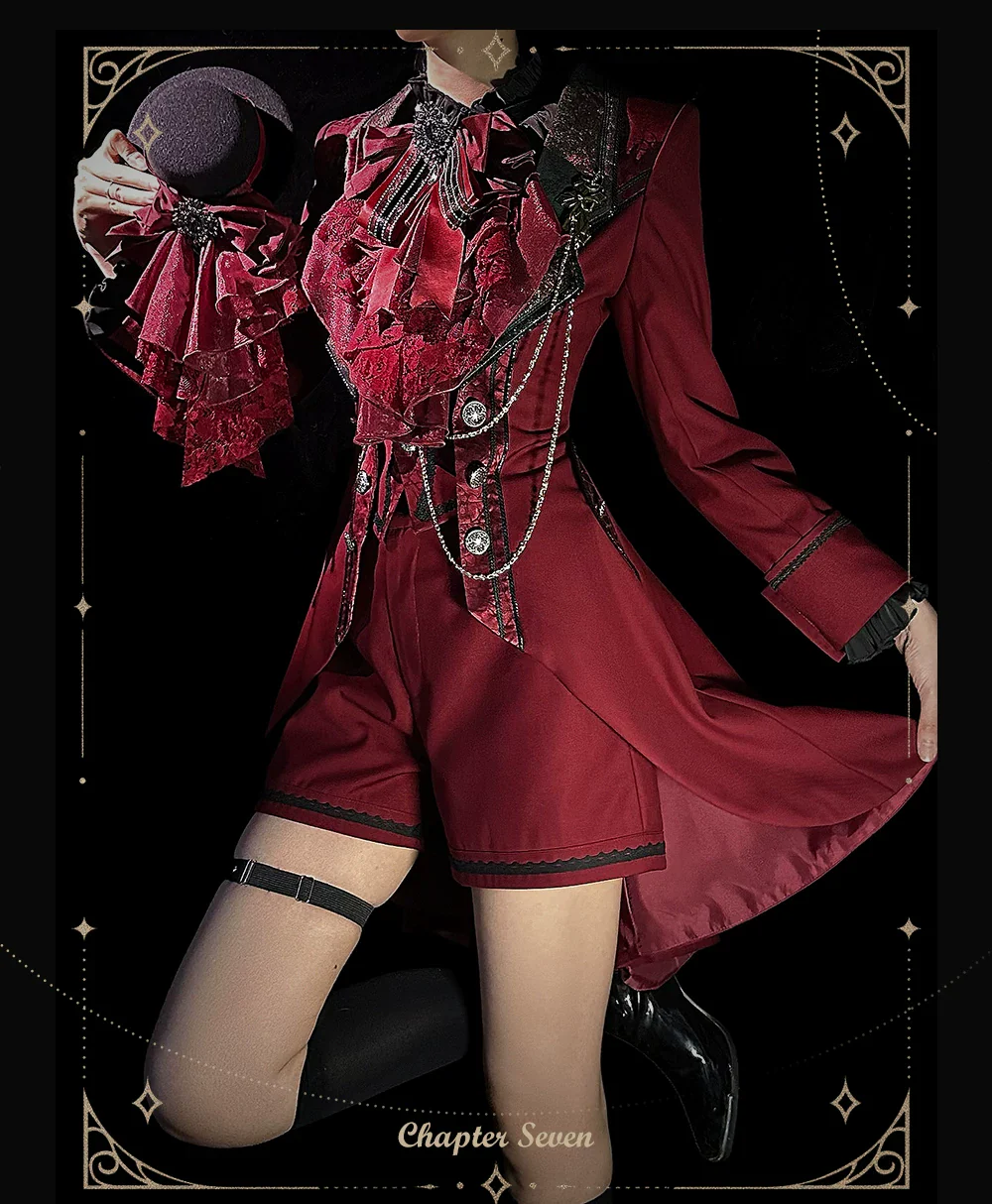 Chapter Seven - Jacquard Faux Two-piece Coat Set, Ruffled Collar Shirt - Image 14