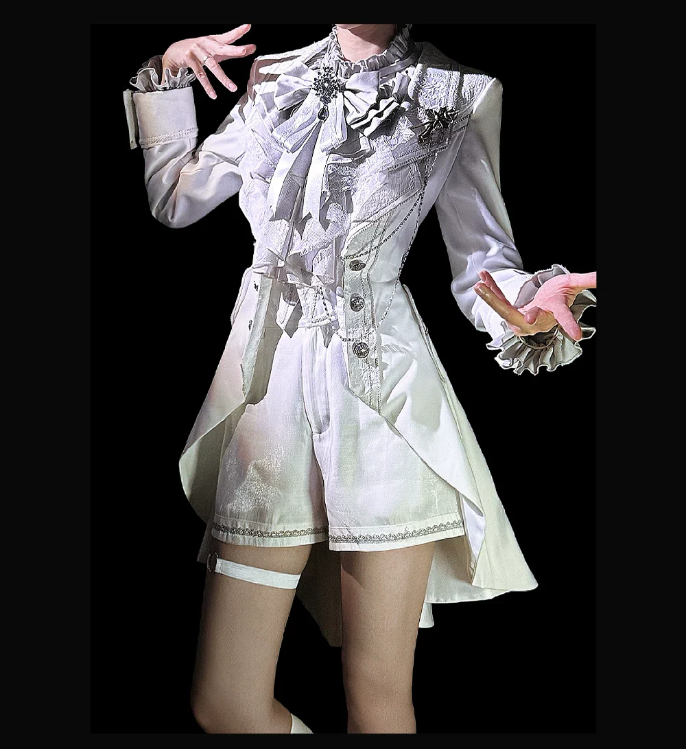 Chapter Seven - Jacquard Faux Two-piece Coat Set, Ruffled Collar Shirt - Image 17