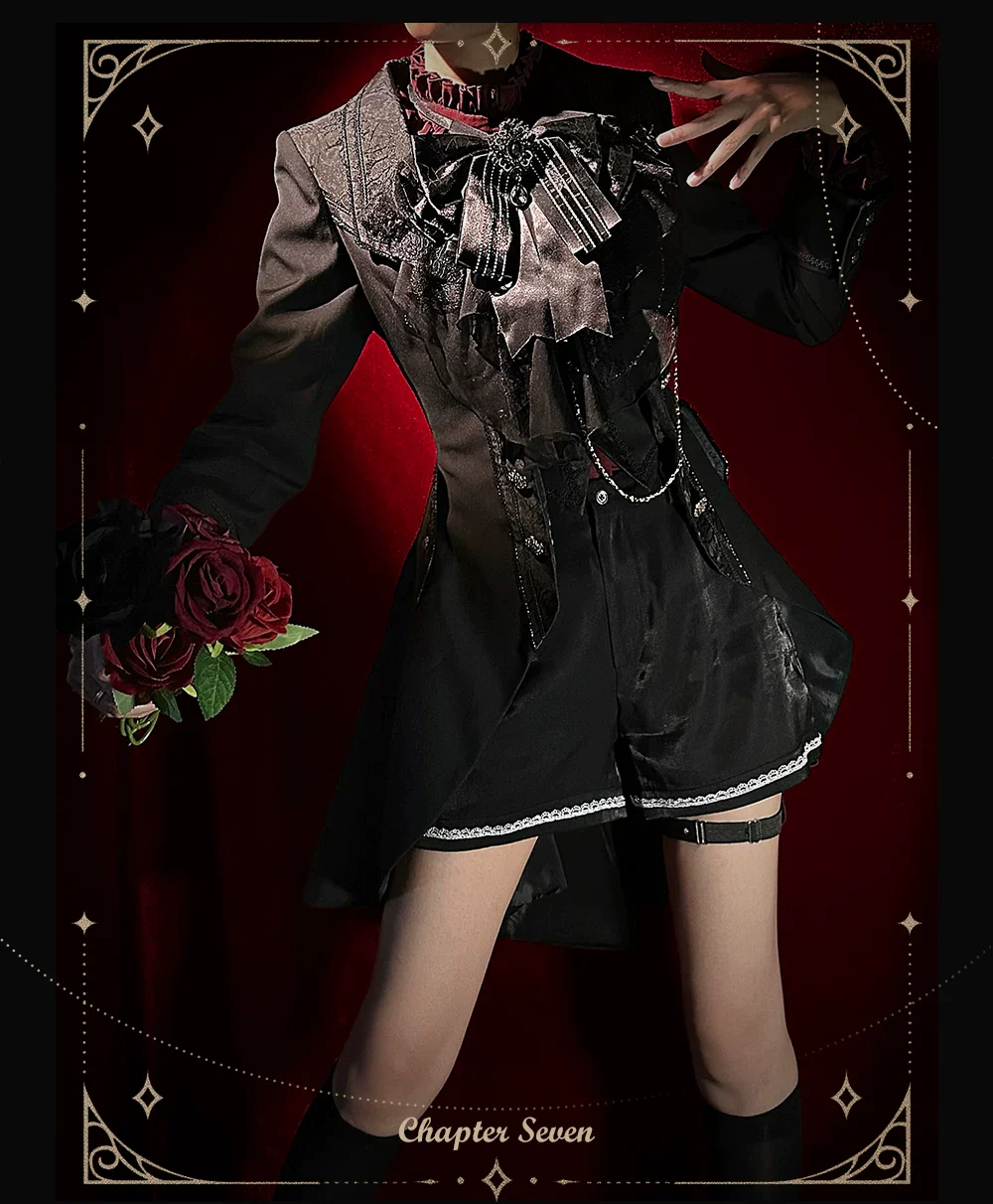 Chapter Seven - Jacquard Faux Two-piece Coat Set, Ruffled Collar Shirt - Image 18
