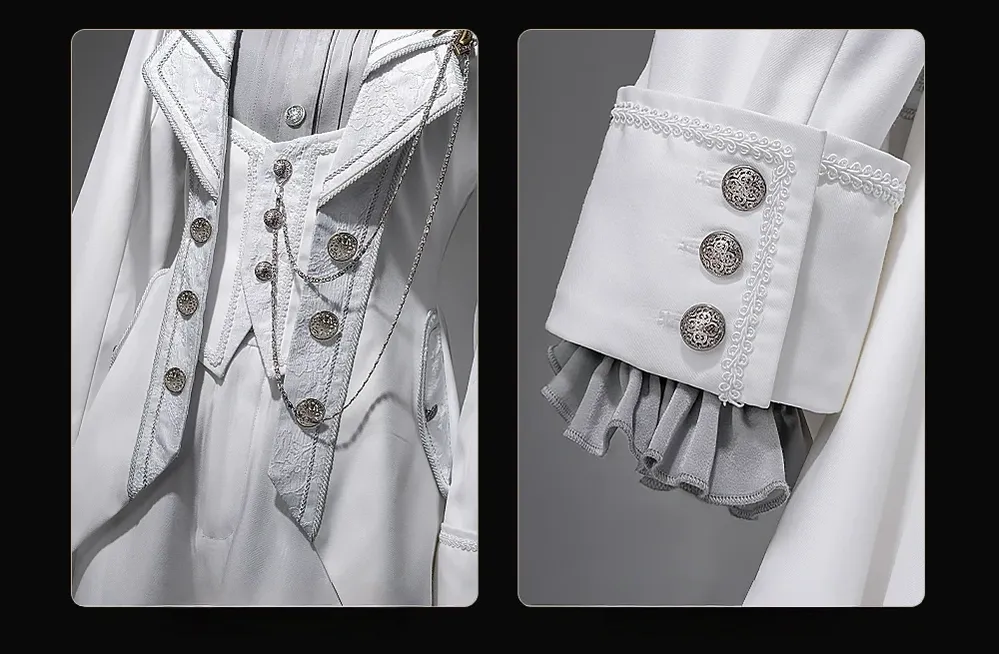 Chapter Seven - Jacquard Faux Two-piece Coat Set, Ruffled Collar Shirt - Image 21