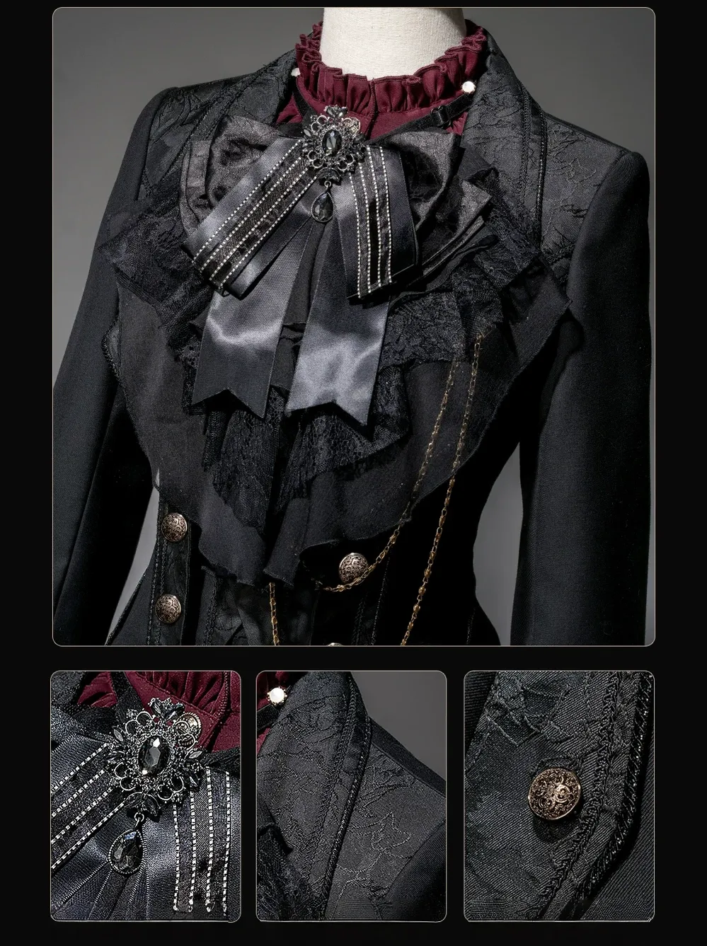 Chapter Seven - Jacquard Faux Two-piece Coat Set, Ruffled Collar Shirt - Image 22