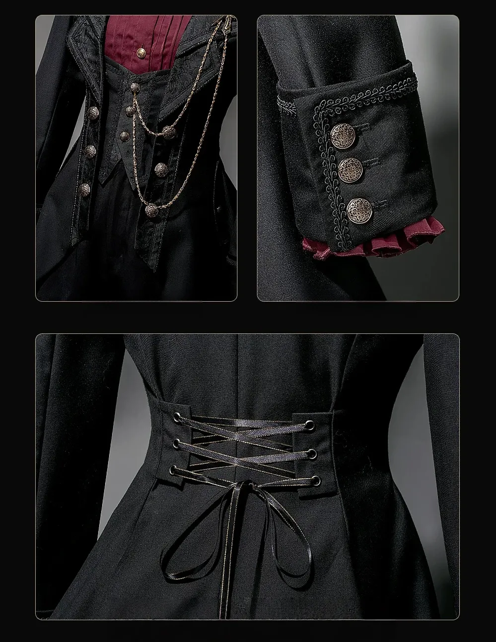 Chapter Seven - Jacquard Faux Two-piece Coat Set, Ruffled Collar Shirt - Image 23