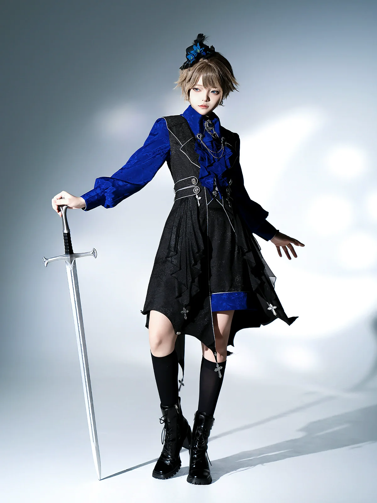 Knight's Code - Jacquard Ouji Fashion Vest Set, Detachable Jabot - Image 2