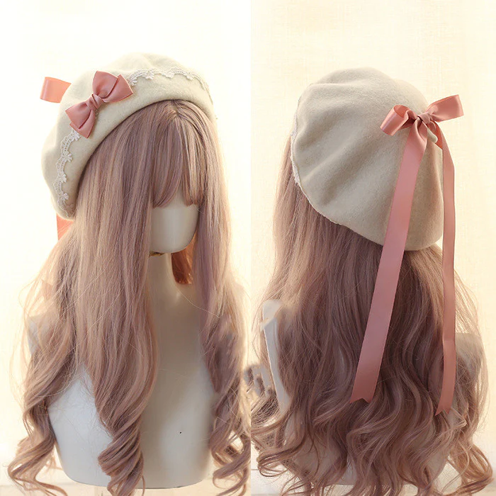 Xiaogui - Japanese Style Sweet Woolen Lolita Lace Beret - Image 8