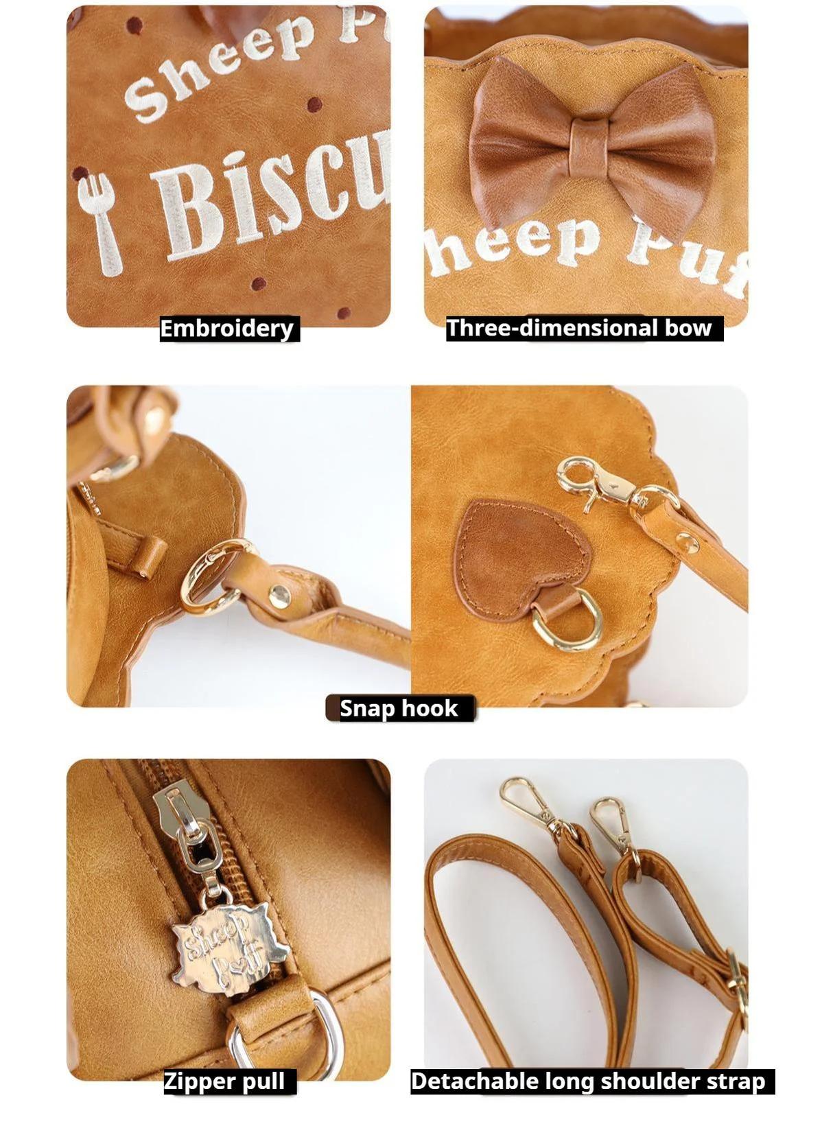 Bear Cookies - Kawaii Lolita Bag, Embroidery & Bow - Image 9