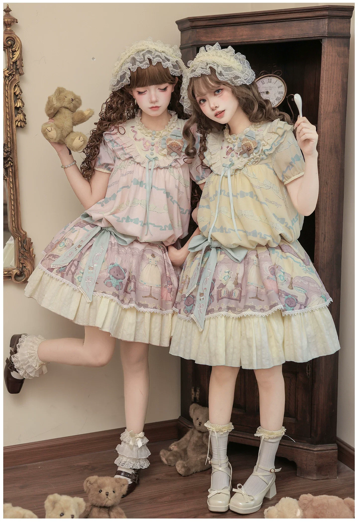 Brown Dollhouse SP - Kawaii Lolita Dollhouse Printed OP Dress with Embroidery - Image 14