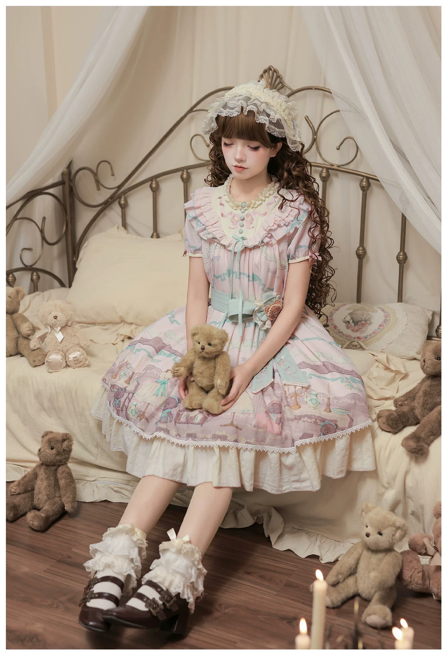 Brown Dollhouse SP - Kawaii Lolita Dollhouse Printed OP Dress with Embroidery - Image 28