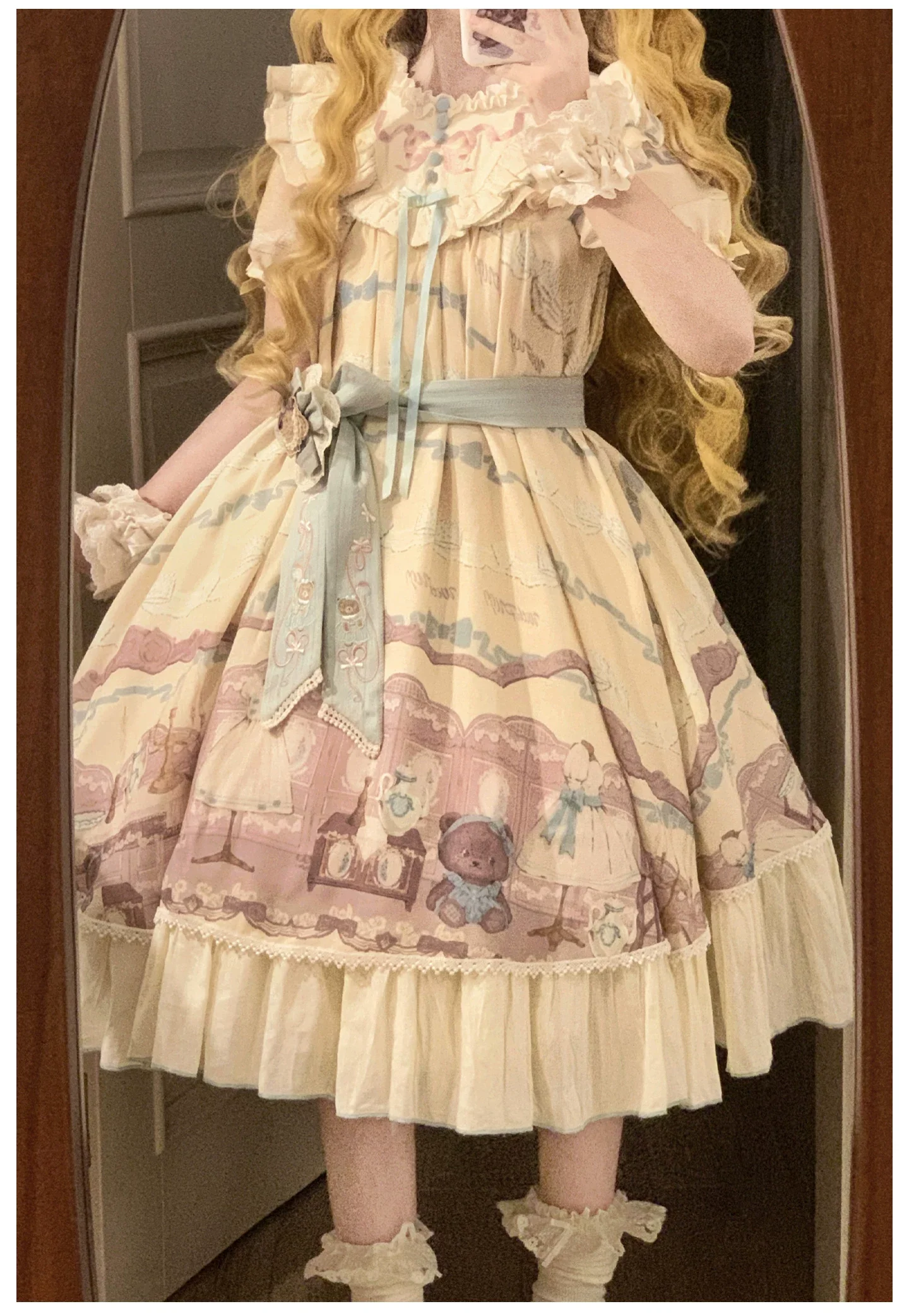 Brown Dollhouse SP - Kawaii Lolita Dollhouse Printed OP Dress with Embroidery - Image 34
