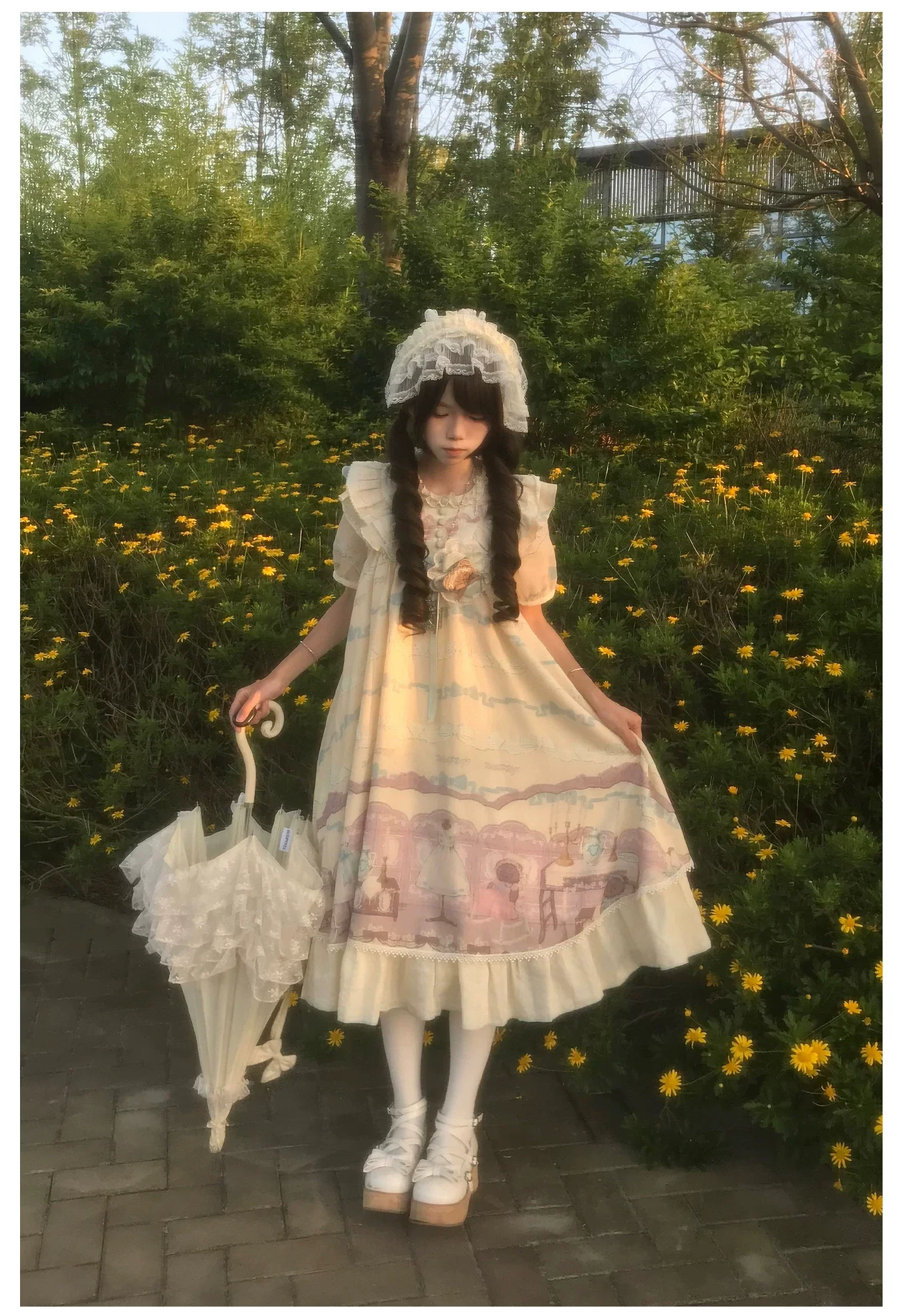 Brown Dollhouse SP - Kawaii Lolita Dollhouse Printed OP Dress with Embroidery - Image 36