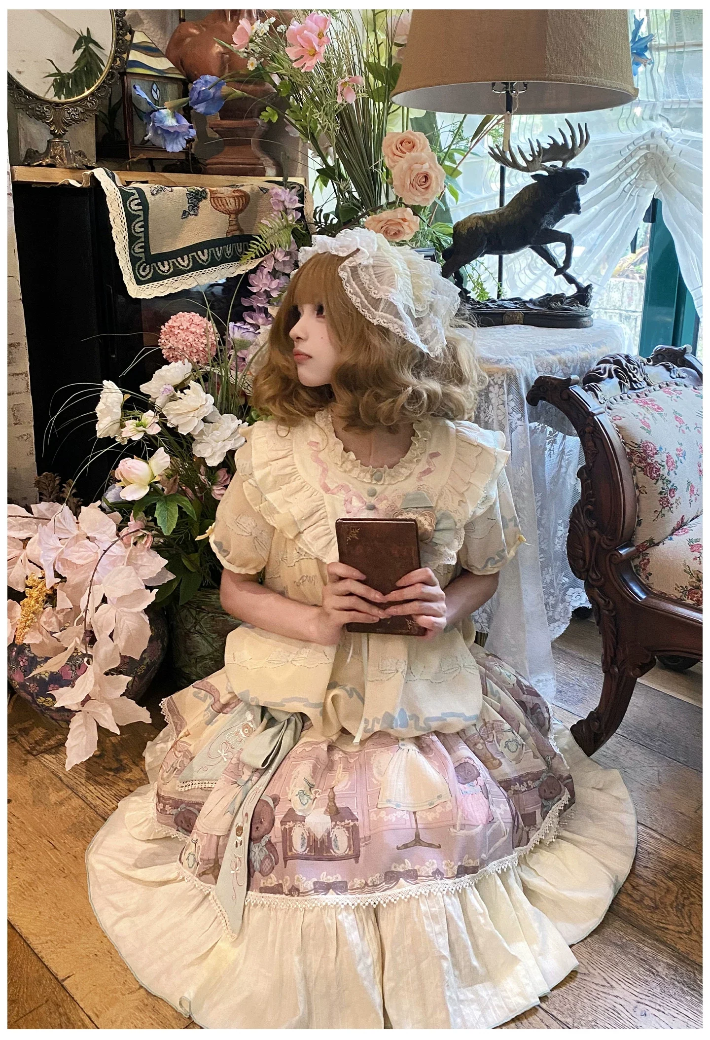 Brown Dollhouse SP - Kawaii Lolita Dollhouse Printed OP Dress with Embroidery - Image 38