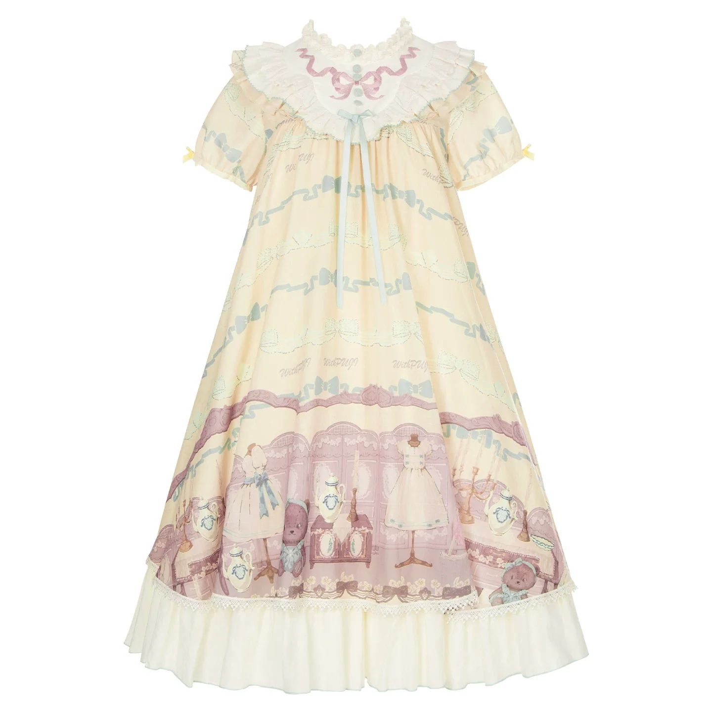 Brown Dollhouse SP - Kawaii Lolita Dollhouse Printed OP Dress with Embroidery - Image 42