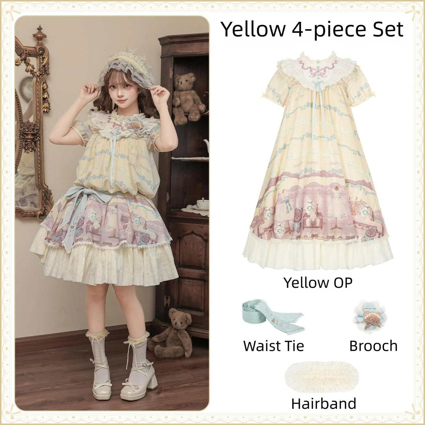 Brown Dollhouse SP - Kawaii Lolita Dollhouse Printed OP Dress with Embroidery - Image 44