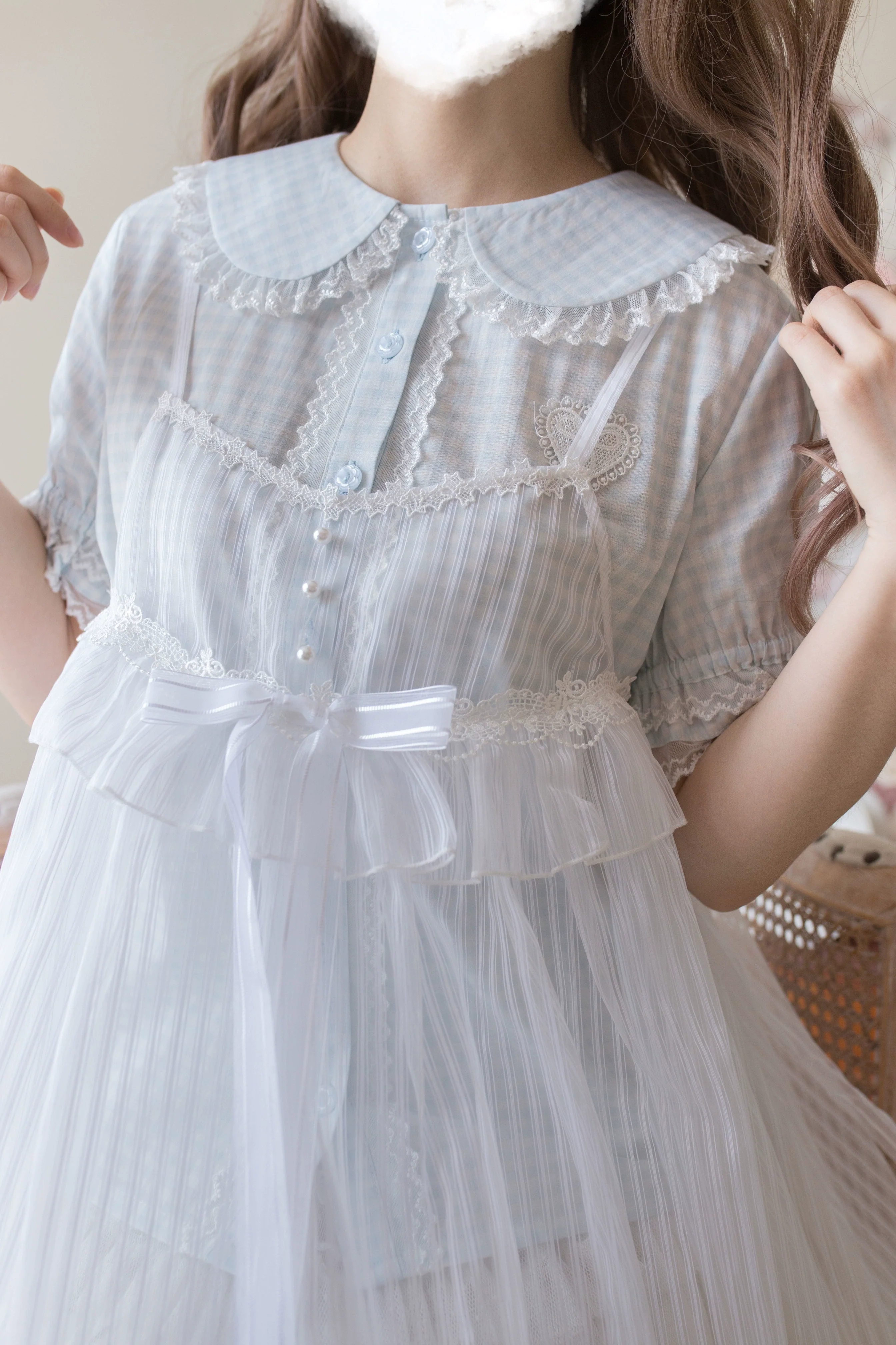 Kawaii Lolita Plaid Blouse With Cat Ear Peter Pan Collar - Image 20