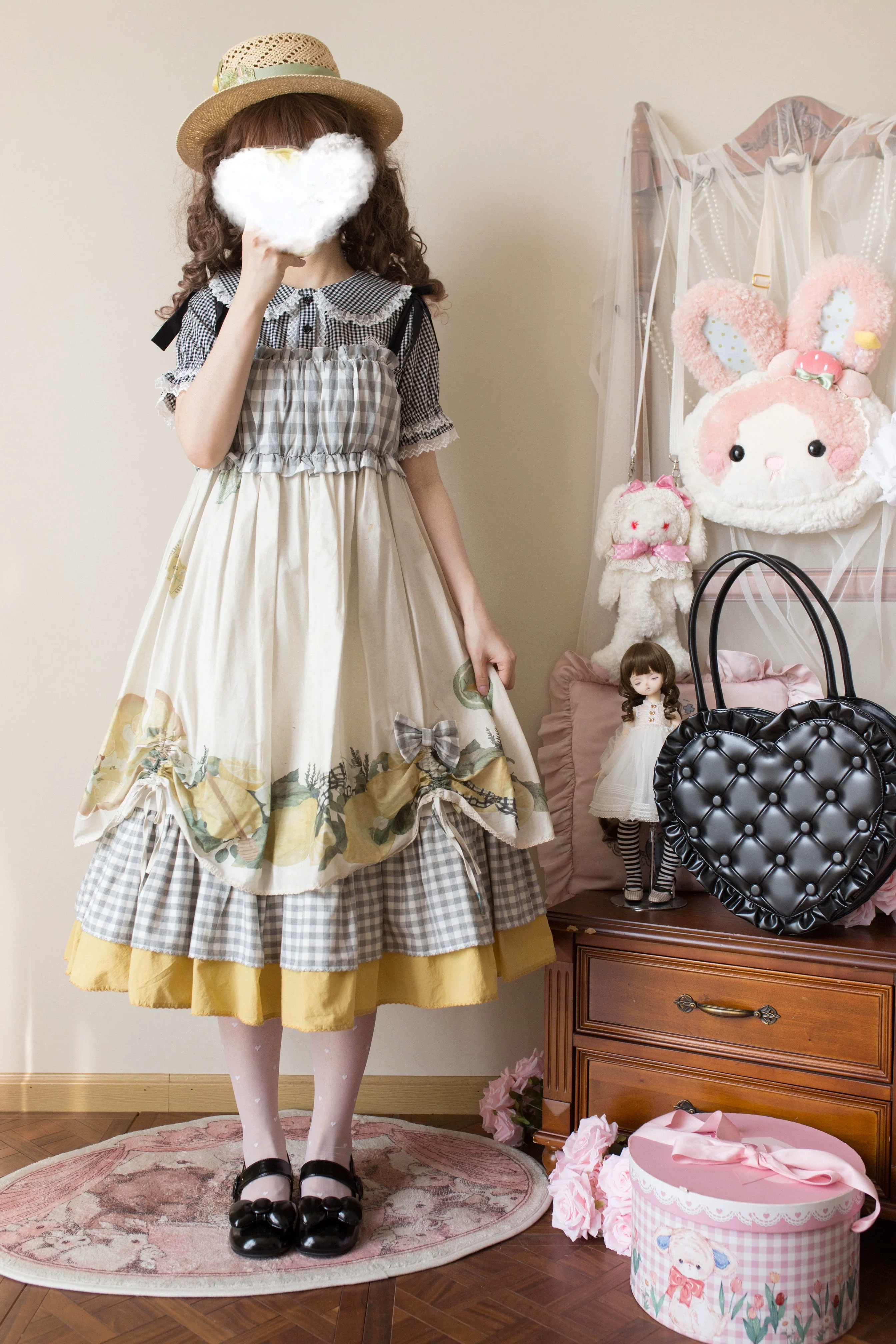 Kawaii Lolita Plaid Blouse With Cat Ear Peter Pan Collar - Image 22