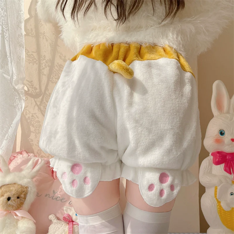 Kawaii Winter Lolita Warm Velvet Bloomers with Corgi Tail - Image 16