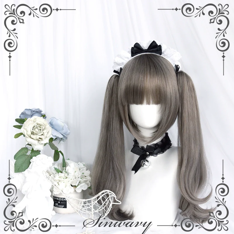 Light Gothic Lolita Wig, Green-Toned Ash Grey - Image 6