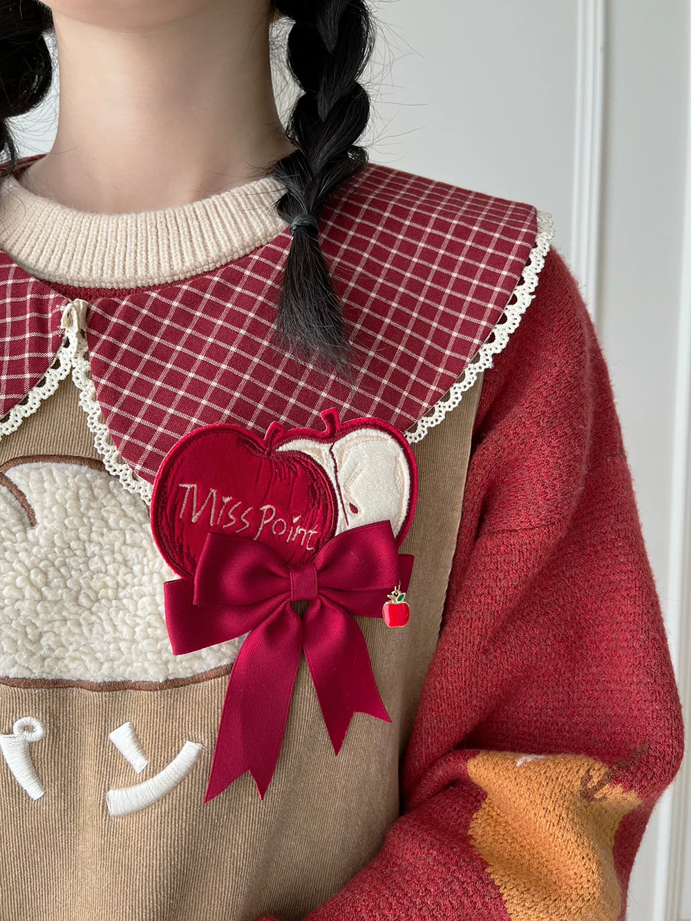Chubby Fox in the Forest - Kawaii Lolita Accessories Knitted Fox Scarf Embroidered Faux Collar - Image 6