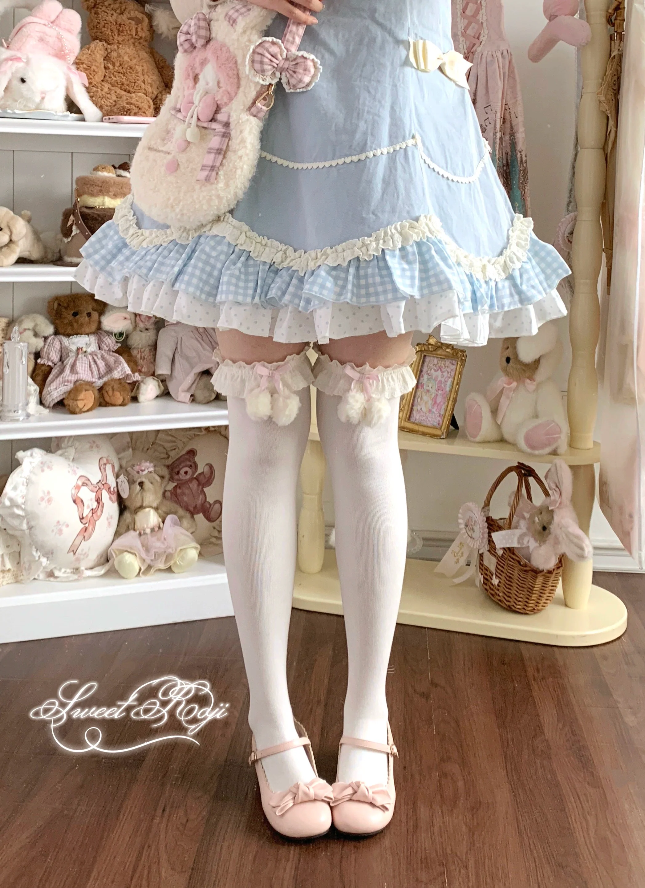 Roji Roji - Lolita Calf & Over-Knee Socks, Pom-Pom Accents - Image 9