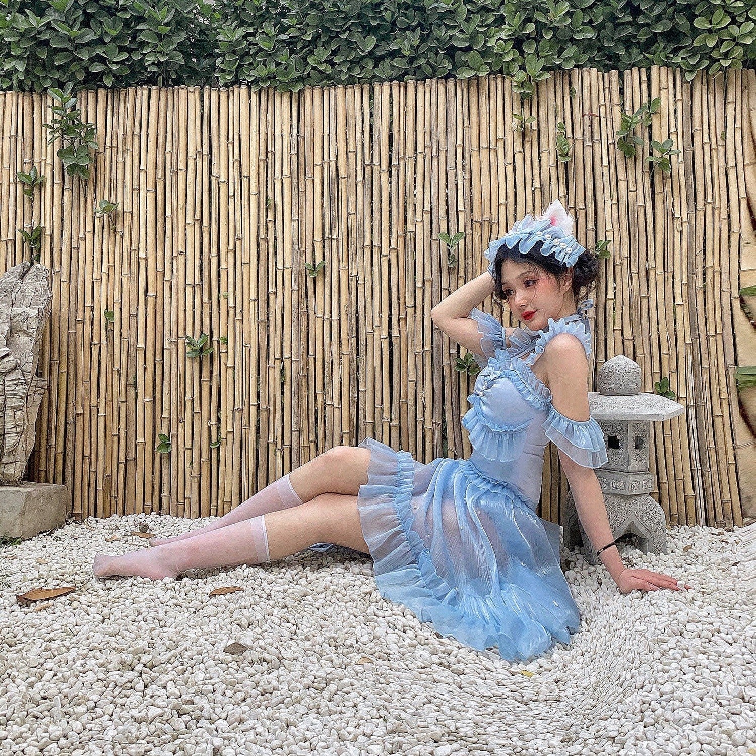 Mermaid - Lolita Inspired Swimsuit with Tulle Overlay and Trailing - Image 12