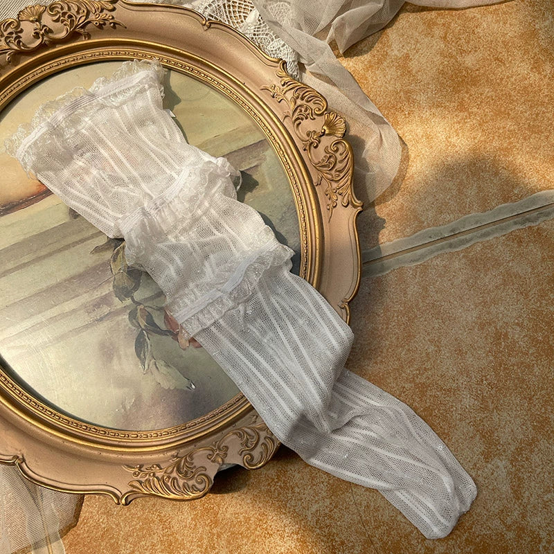 Sweet Lolita Mid-Calf Socks 3-Layer Lace Mesh Fairy Thin Socks - Image 10