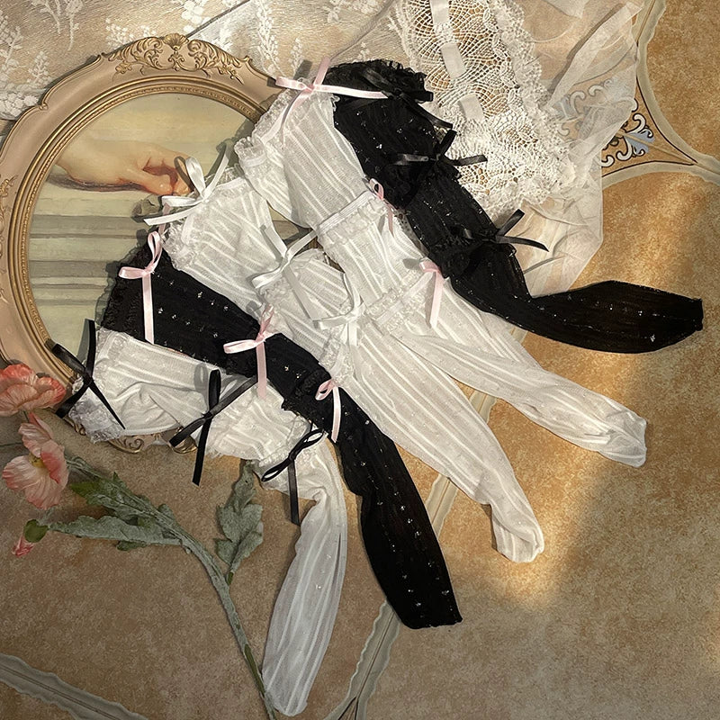 Sweet Lolita Mid-Calf Socks 3-Layer Lace Mesh Fairy Thin Socks - Image 16