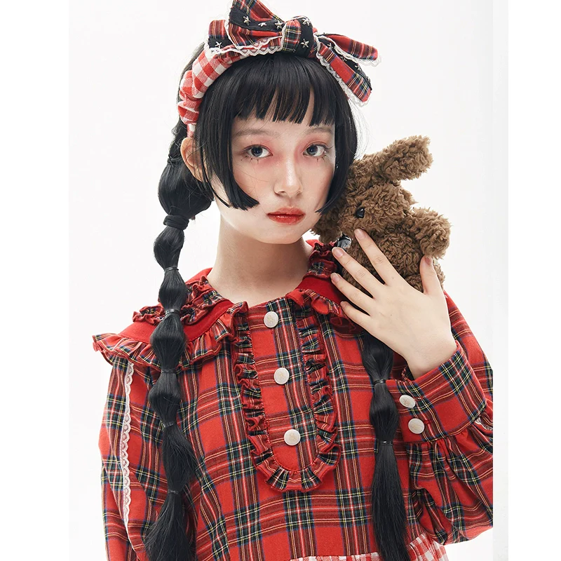 SOS MEME CLUB - Vintage Lolita OP Dress Red Lolita Plaid Dress for Spring Summer - Image 21