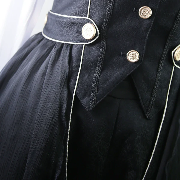 Snow Shadow - Long Sleeveless Ouji Lolita Coat - Image 10