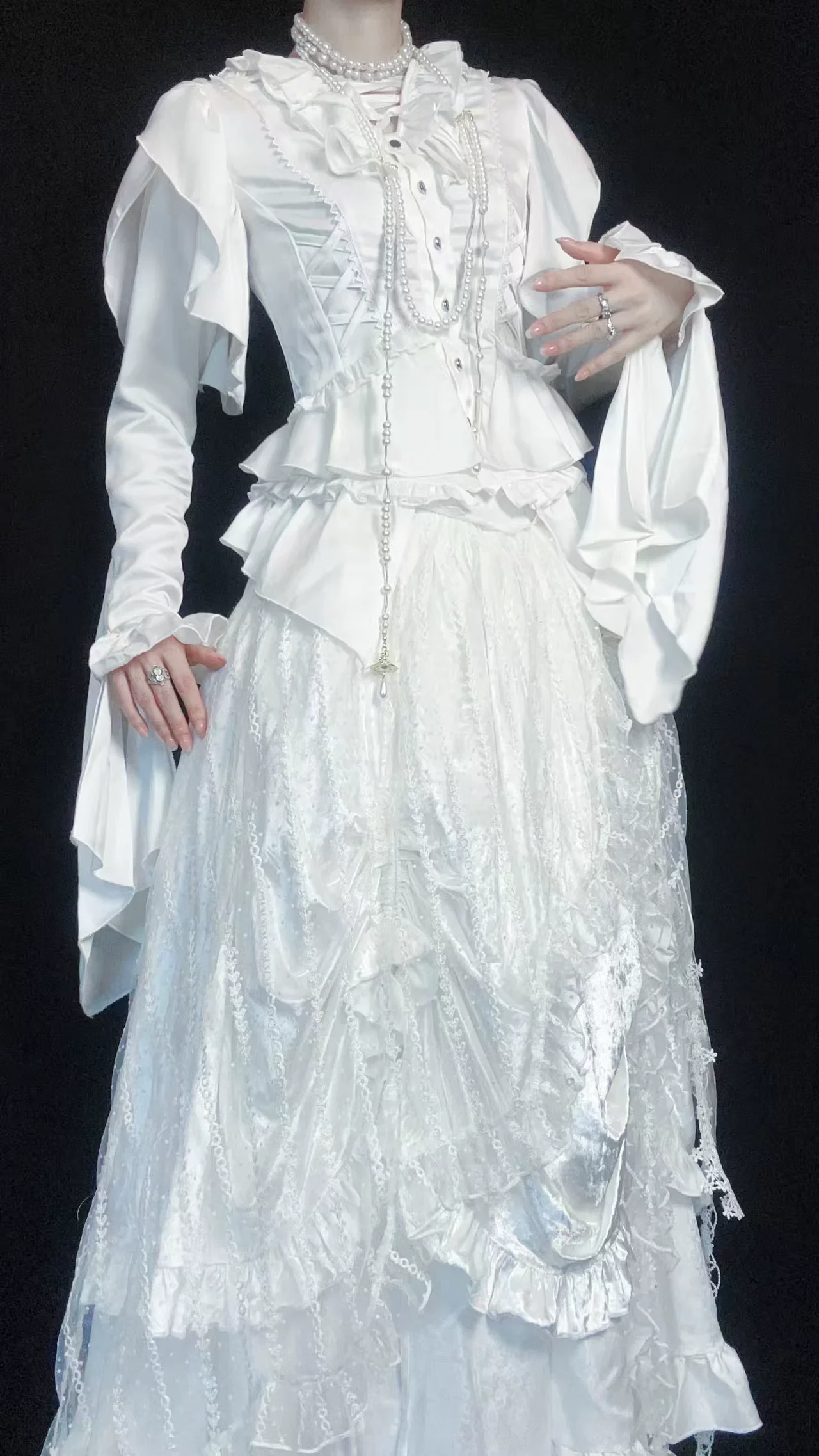 Abyssal Echo - Mermaid Inspired Ouji Lolita Shirt & Side Zipper SK Dress - Image 23