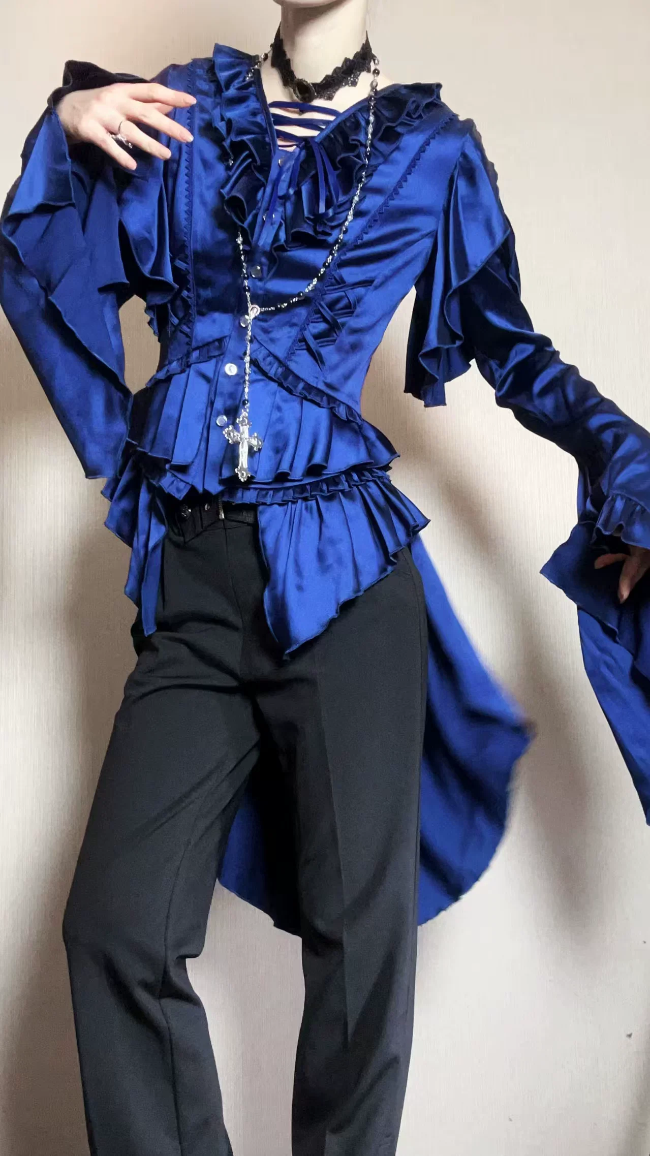 Abyssal Echo - Mermaid Inspired Ouji Lolita Shirt & Side Zipper SK Dress - Image 31