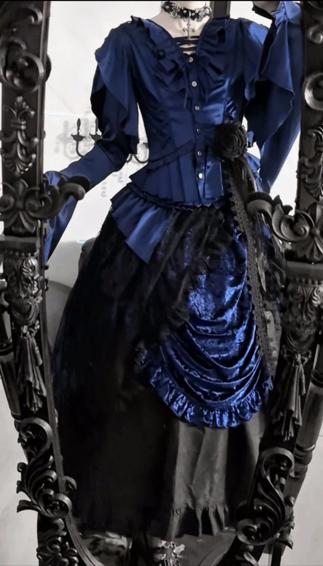 Abyssal Echo - Mermaid Inspired Ouji Lolita Shirt & Side Zipper SK Dress - Image 37